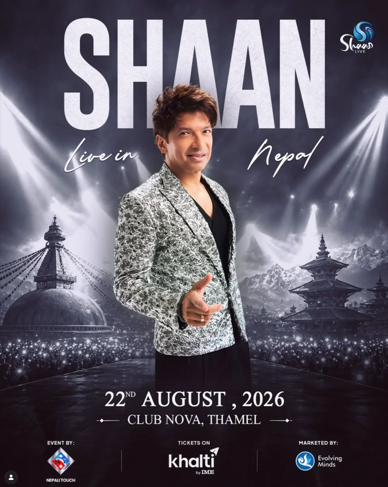 Shaan Live in Nepal at Club Nova event poster